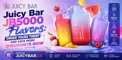 Juicy Bar JB5000 flavors collection with premium fruit, ice, dessert, and tobacco options